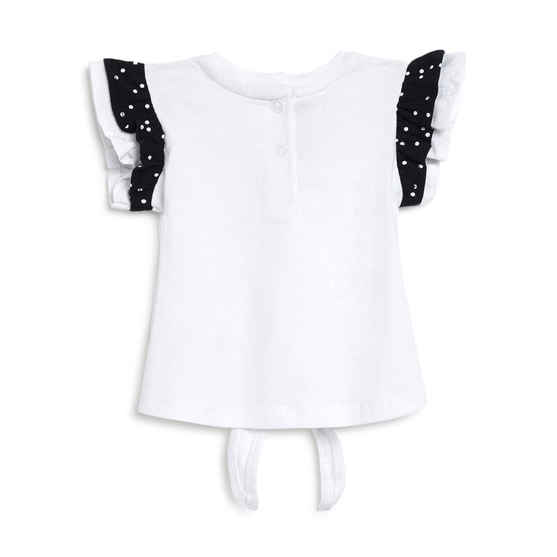 Girls White Printed Short Sleeve T-shirt image number 1
